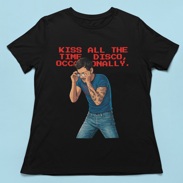 HARRY KATTDO RED TEXT black tee