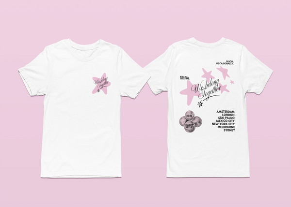 we belong tohether pink stars White tee